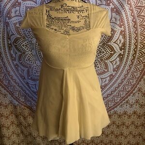 White House Black Market Ivory Sheer Mesh Cap Sleeve Top - Small